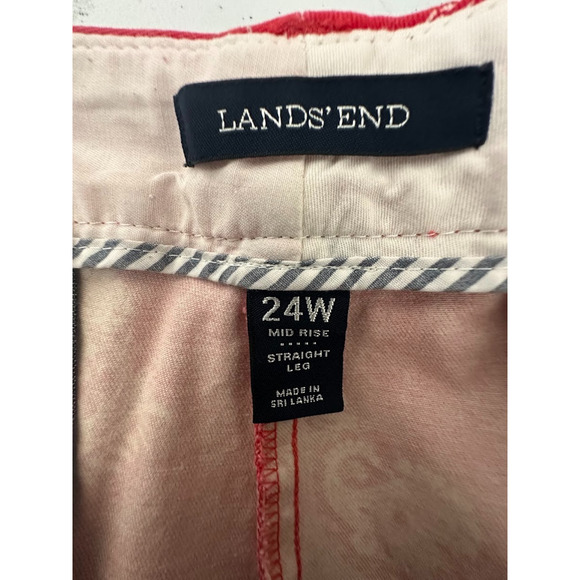 Women's Lands End Red Cropped Capri Pants Plus Size 24W Mid-Rise Paisley Boho - Picture 6 of 8
